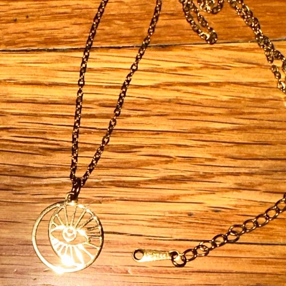 Eye See the Sky Eye of Ra Egyptian Sun Crescent Moon Yin Yang Celestial Necklace - Picture 8 of 12